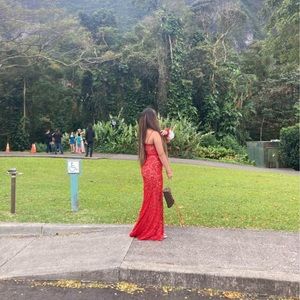 Red dress from David’s bridal, only used it once.